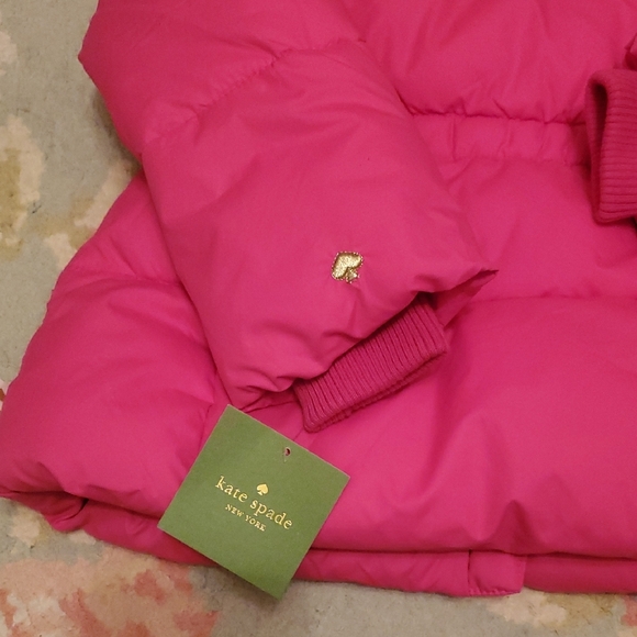 Kate Spade Fuchsia Puffer Coat with Polka Dot Lining - Picture 5 of 5